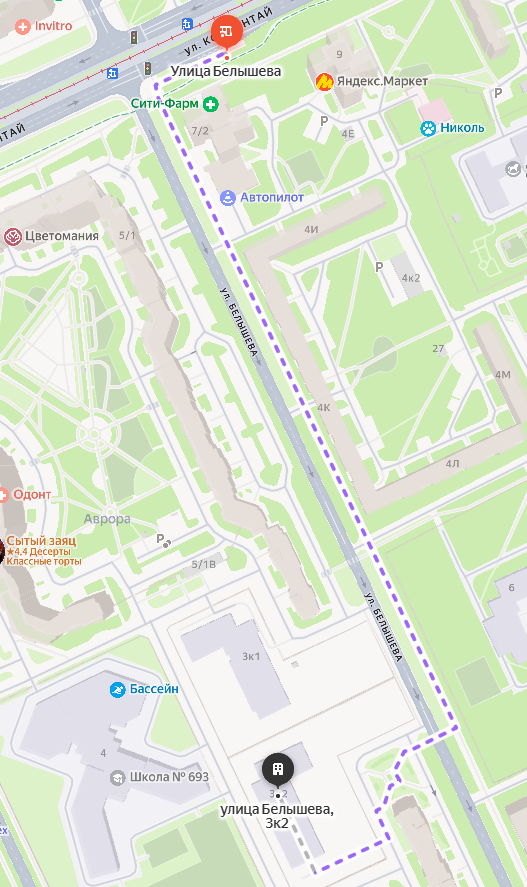 маршрут 2 корпус от автобуса